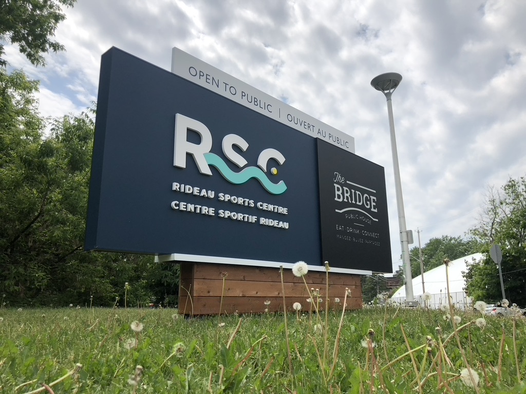 Moment Sign on lawn for Rideau Sports Centre