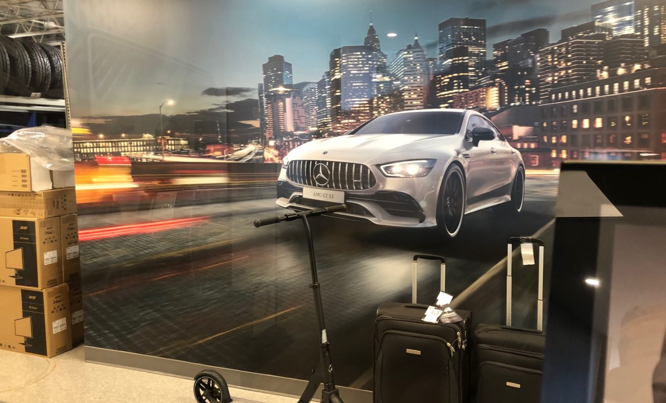 Wall Graphics of Mercedes Benz cars in Ottawa Mercedes benz showroom